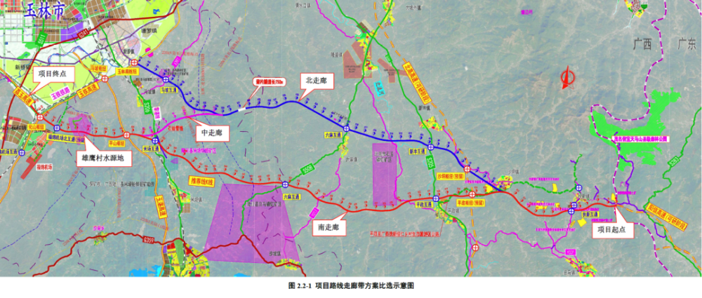 红线线段为k线比选方案(项目六座互通式立交大致情况)南玉珠高速公路