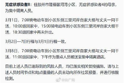 青岛城阳区11月9日报告的1例无症状感染者行程轨迹