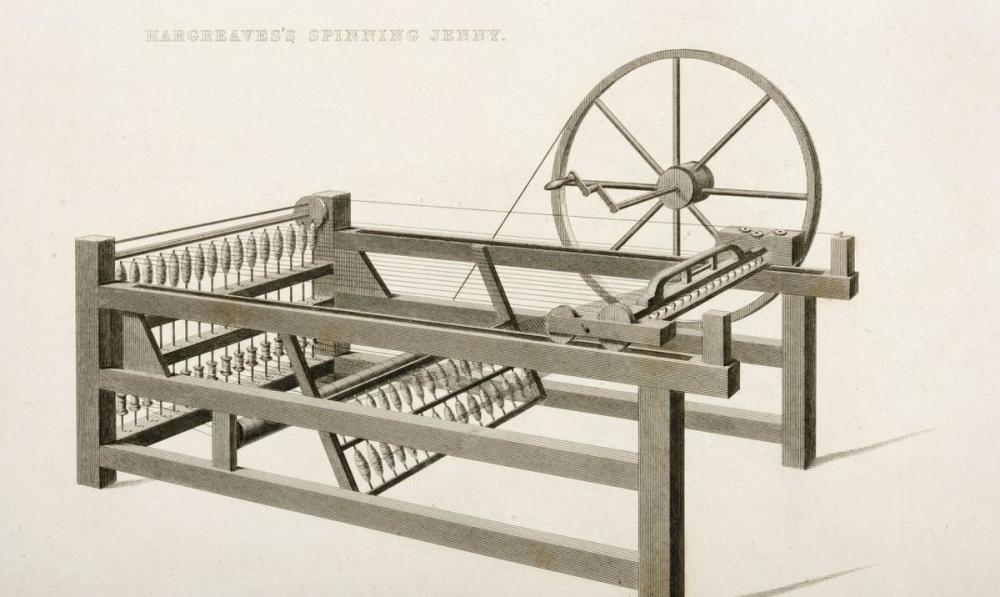 1769年,理查德·阿克莱特发明了卷轴纺纱机.