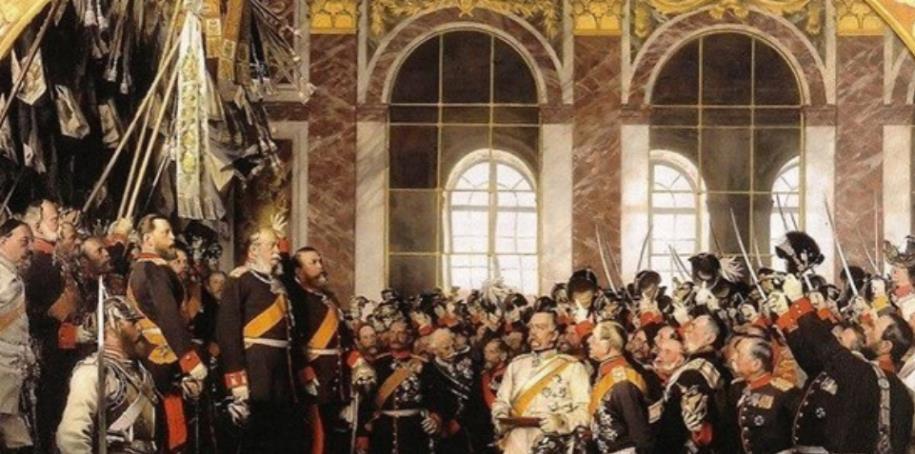 威廉一世在凡尔赛加冕为帝普鲁士能够统一全德意志地区,这与俾斯麦的