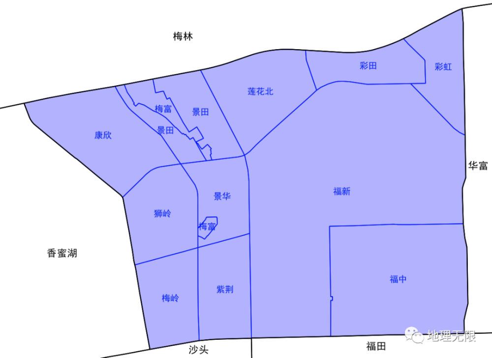 深圳市福田区莲花街道社区分布地图