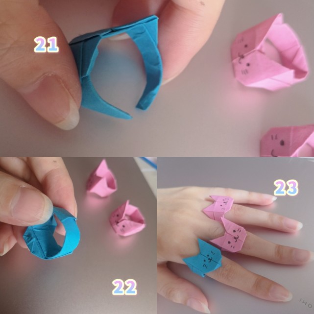 可爱的猫咪戒指,超详细的折纸教程
