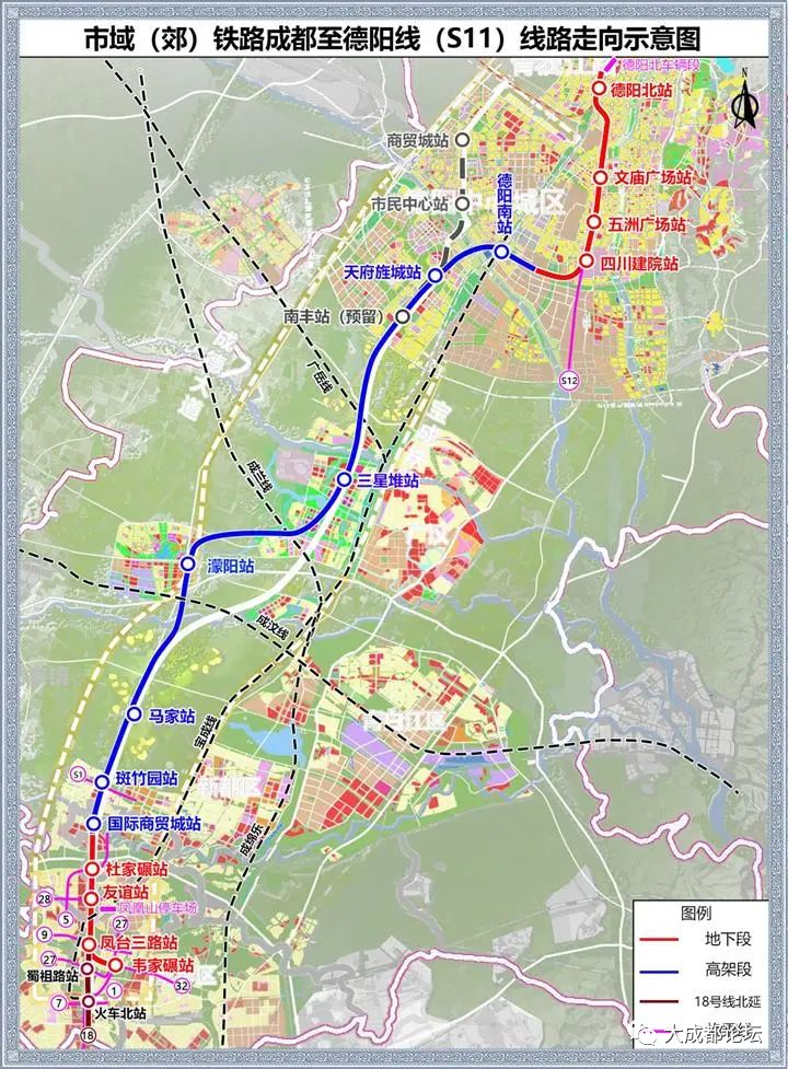 地铁一号线,沿途经过成都市金牛区,新都区,彭州市以及广汉市三星堆