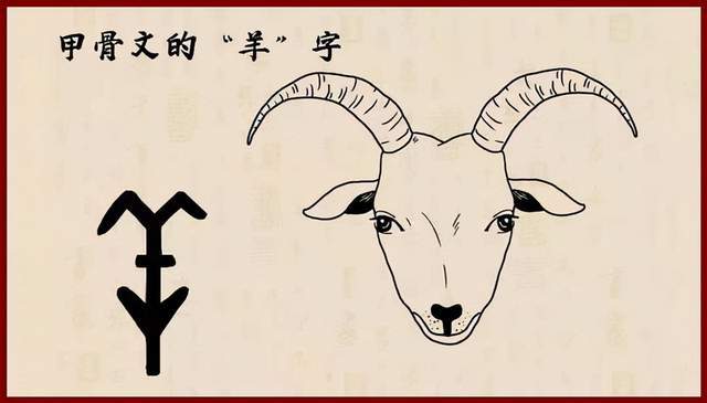 甲骨文的"羊,就是一个羊头,和"牛"字的造型一个原理,就是用动物的有
