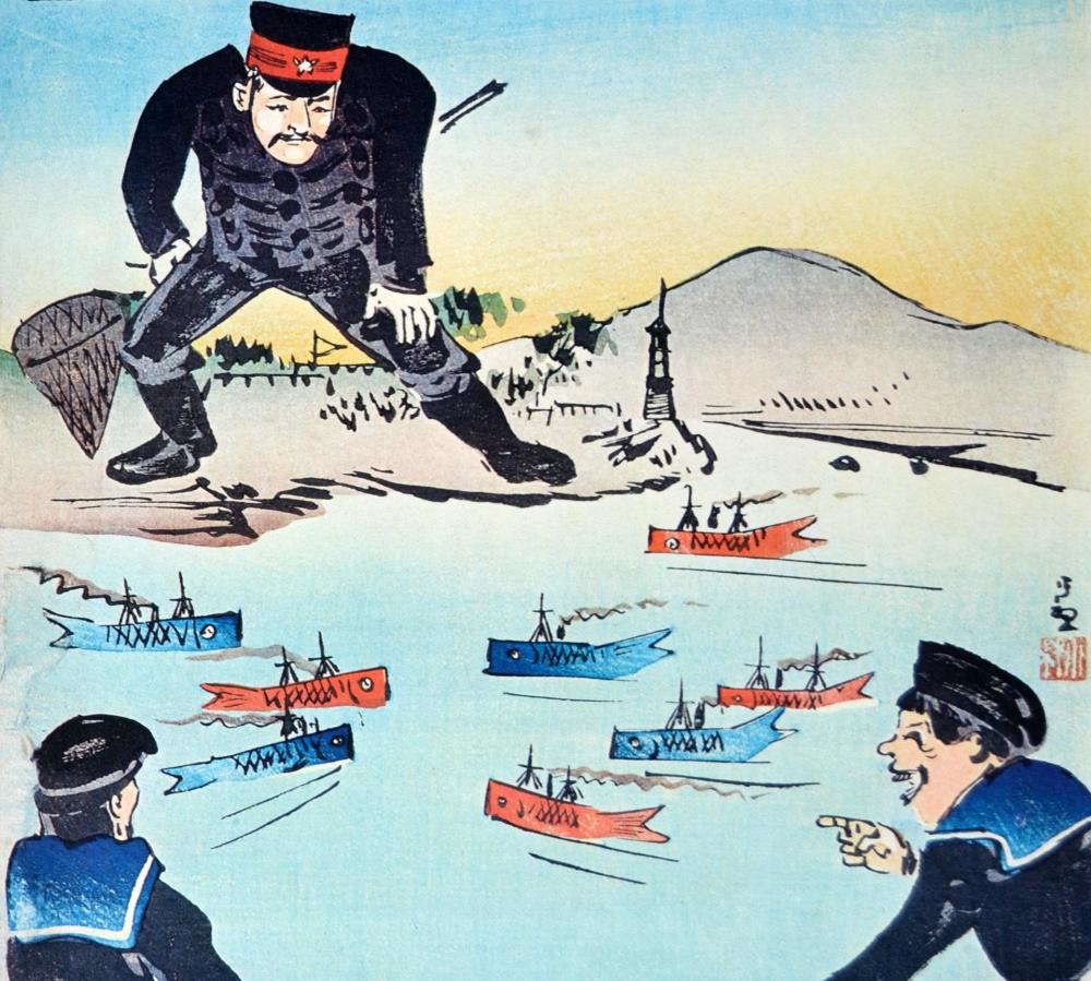 日本风俗画日清战争威海卫之战北洋水师全军覆没