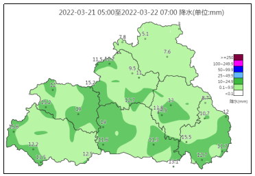 雨情通报柞水县双河村出现最大降水量19mm