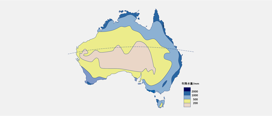 澳大利亚大陆年降水量分布为什么呈半环状