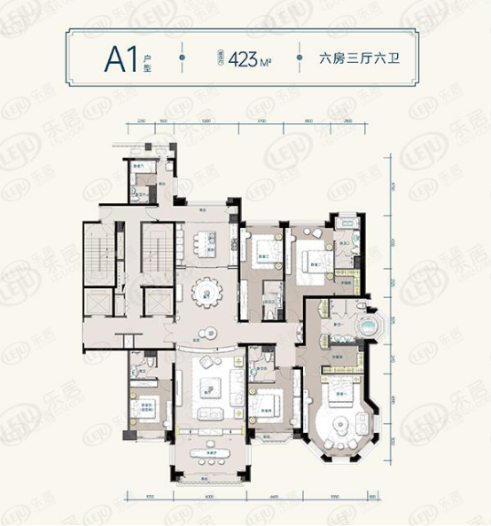 好住太原星河湾6号园423㎡舒阔六居带八角落地窗