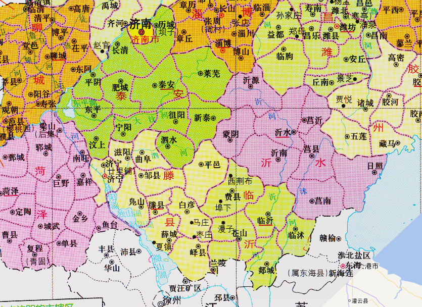 于沂州府管理,沂州府下辖了1个散州,6个县,分别是:兰山县,郯城县,费县