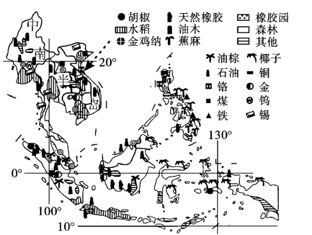 锡矿(缅甸,泰国,马亚西亚,印度尼西亚处于东南亚的锡矿带)