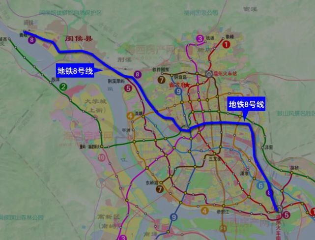 其中,地铁8号线从青岐至福州火车南站,长度为39.