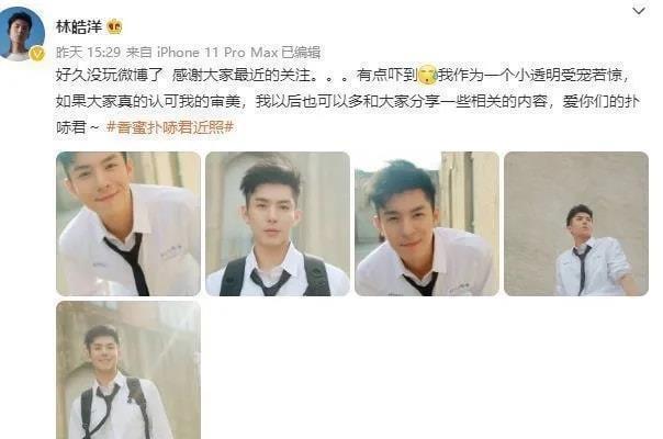 林皓洋承认整容,曾因《香蜜》扑哧君爆火,被网友夸整得很成功