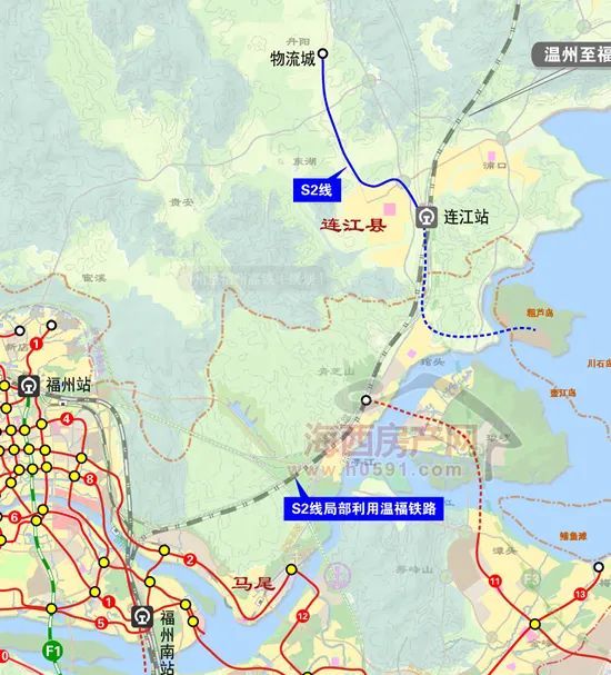 福州公布s1s6市域线高清线路图覆盖永泰葛岭闽清连江福清