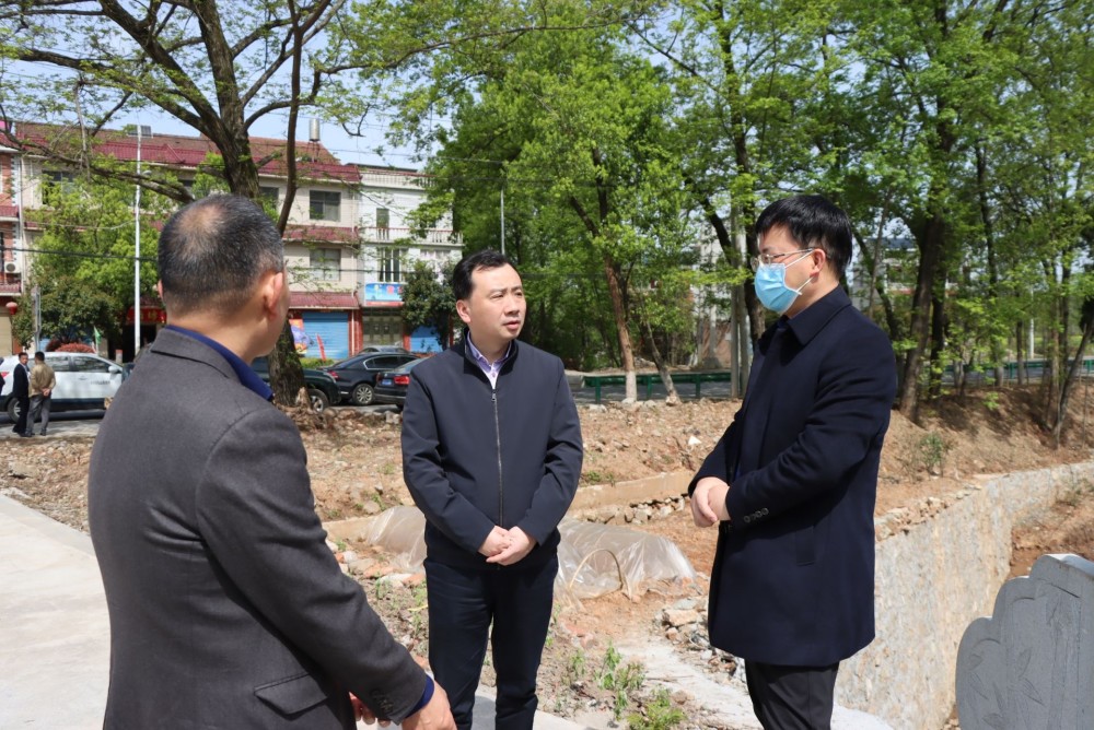在大冶湖大港陈贵段,孙辄实地察看了控源截污,水岸绿化等工作落实情况