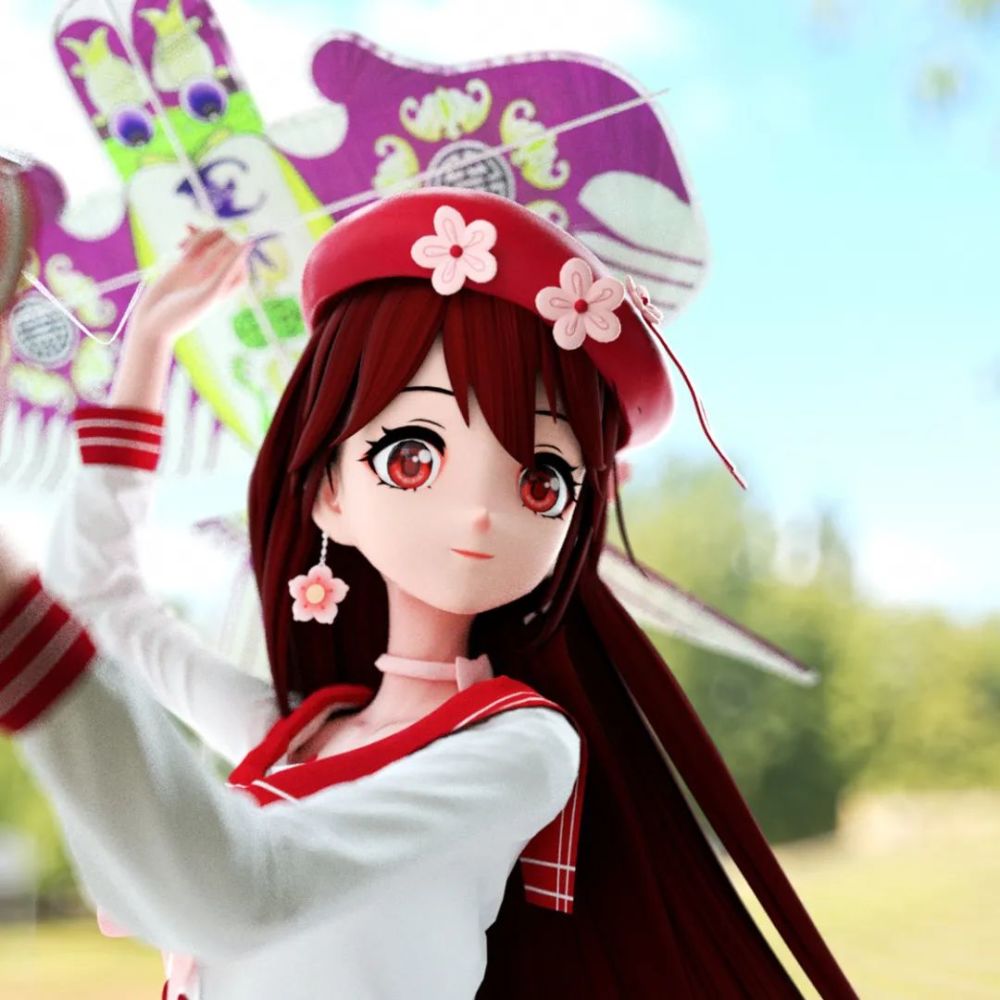 四月壁纸初春元气少女の花小楼