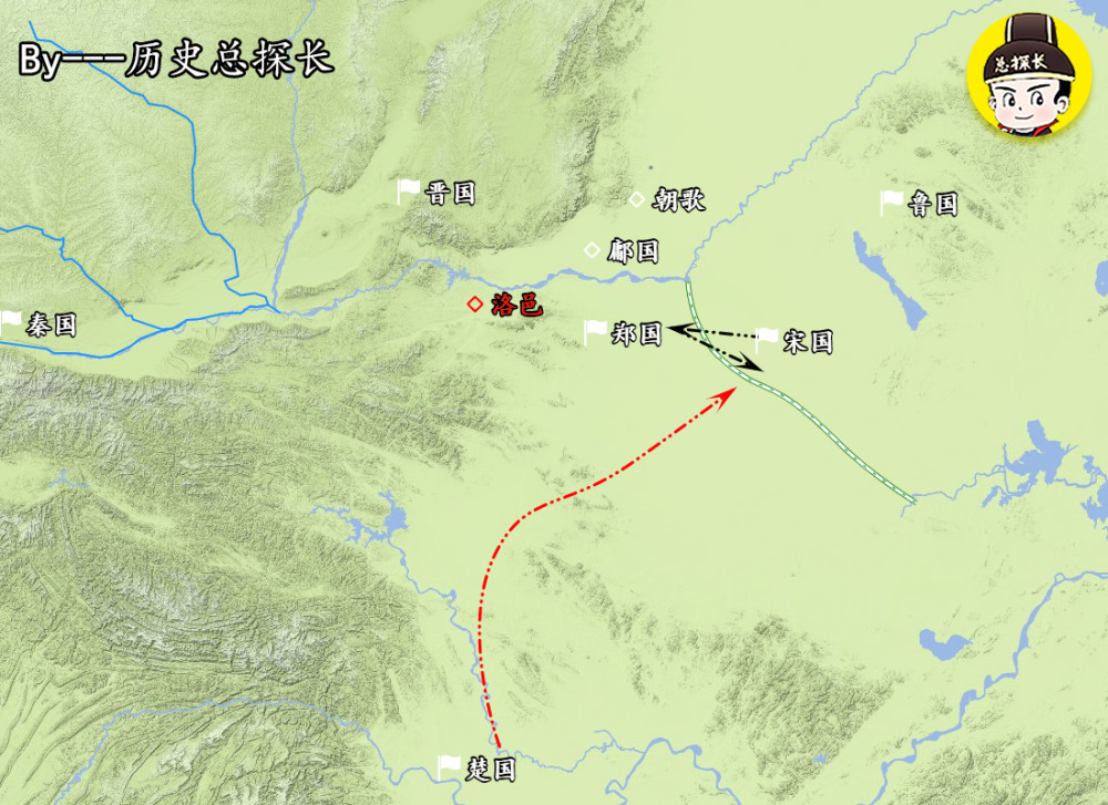 宋襄公抵达泓水北岸后,楚国的军队正在渡河,目夷劝说宋襄公此时发动