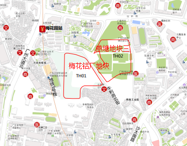 就是"邻居"关系,中间只隔了一条沙太南路,且都靠近地铁3号线梅花园站