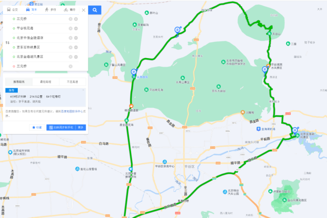 点评上的"热门选手:金海湖,京东石林峡这些平谷景区,我在地图上一查