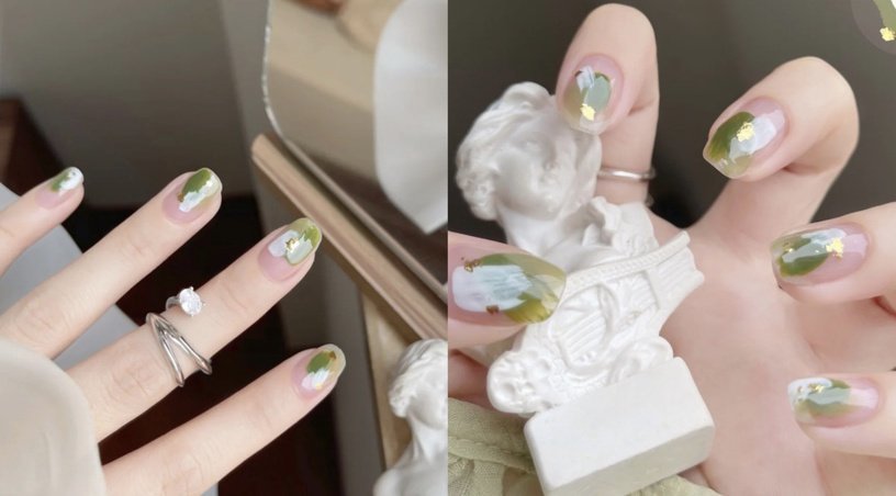 有童趣的集美,可以参考下面这款涂鸦风晕染美甲,个性中体现不俗的品味