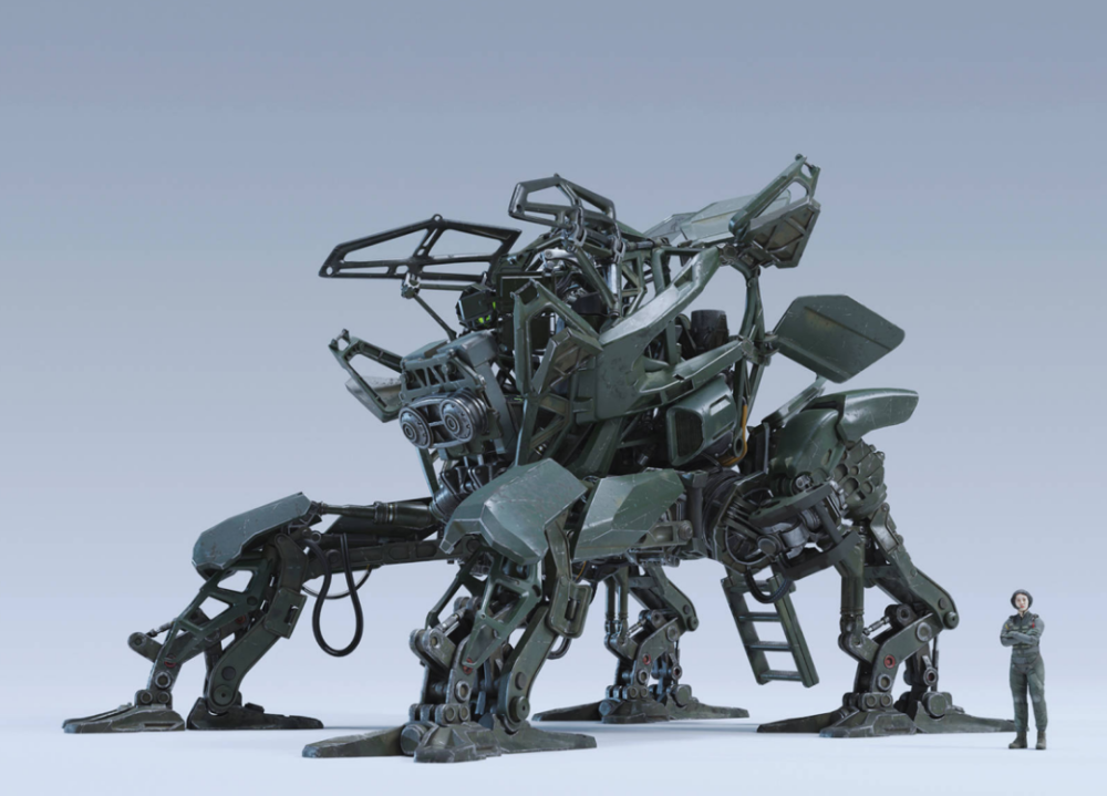 国外高质量未来科幻机械机甲战争机器人车辆零件模型