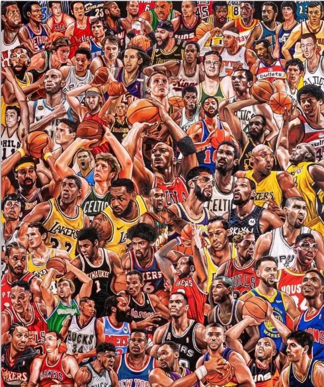 除了现役的库里,杜兰特,詹姆斯等超级球星外,名单里毫无意外也有篮球