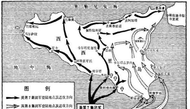 登陆西西里岛:西西里岛,是意大利南部的岛屿,面积2.