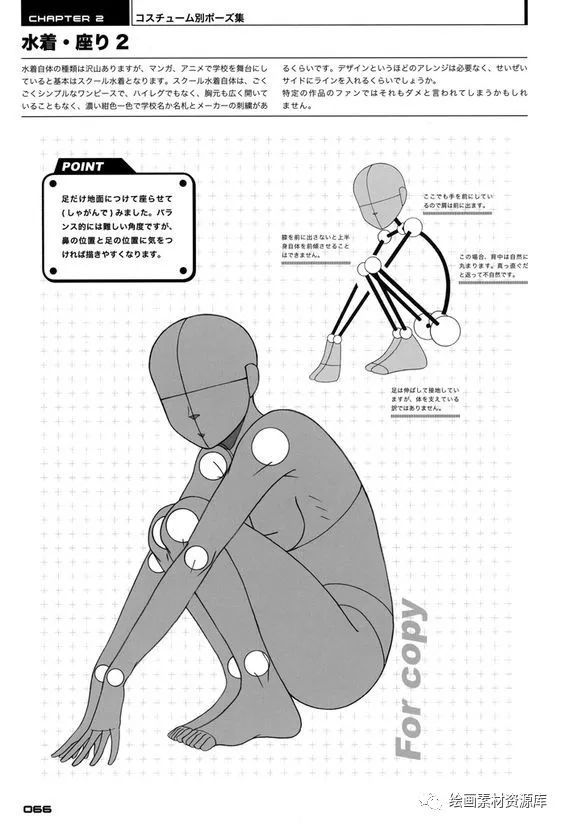 绘画教程蹲姿绘制参考画画干货素材分享