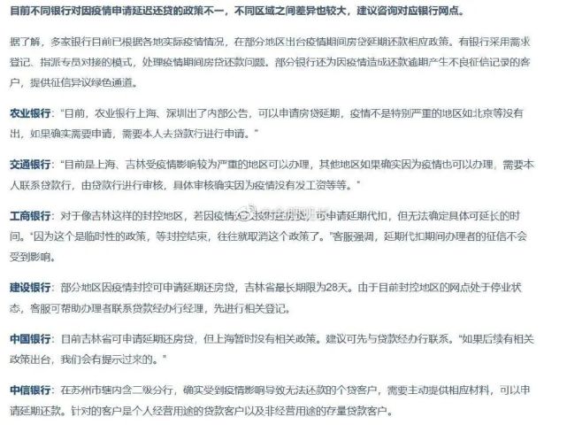 重磅消息因疫情部分银行可申请延期还房贷