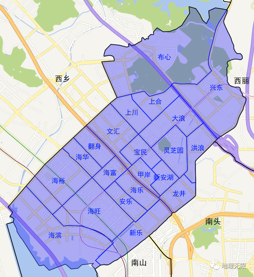 深圳市宝安区新安街道21个社区分布地图