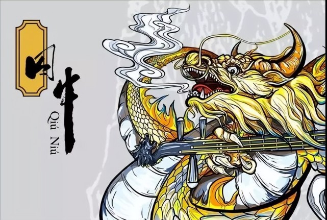 大儿子囚牛,龙头蛇身,是众多龙子中性情最温顺的一个.