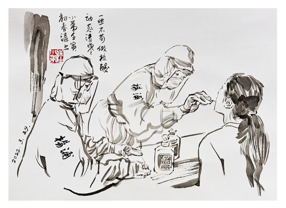 文艺家居家抗疫日常丨上海人物画师拿起画笔用速写喊出奥密克戎难不倒