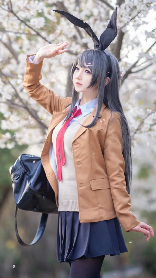 cos:晚樱下的樱岛麻衣学姐cos正片@楚楚子