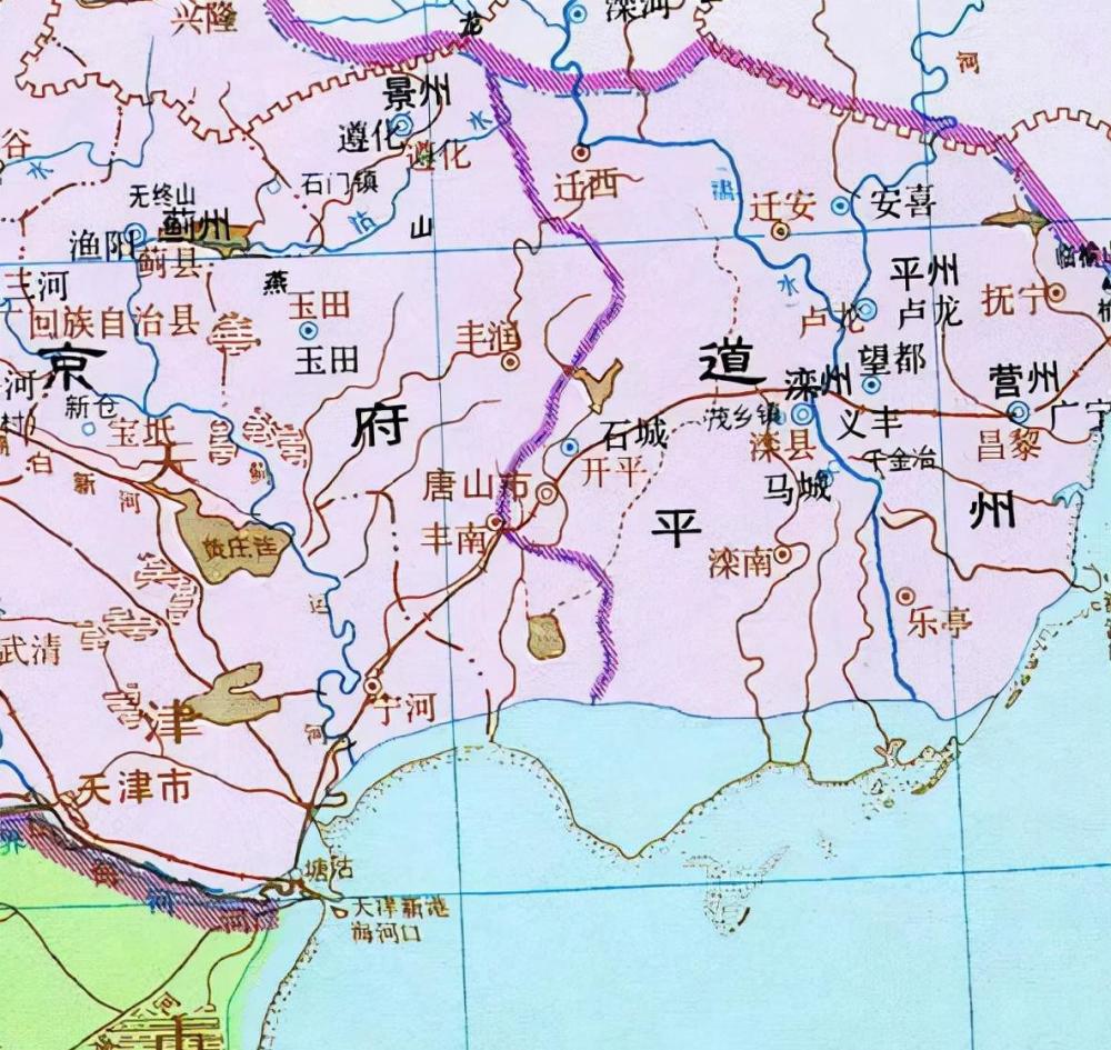 元朝时期的地图明朝时期,归顺天府,永平府管辖,隶属于京师直隶.