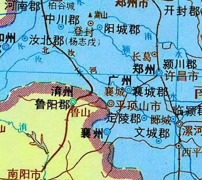 南北朝时期,北齐时的地图隋朝时期,分别属于襄城郡和颍川郡管辖.