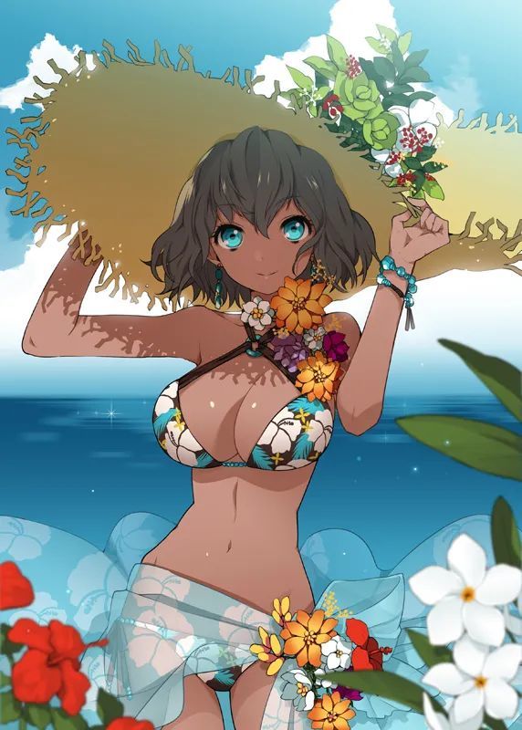 美丽少女还有阳光,海滩,比基尼让人一看就…吸溜身材极好的黑皮少女