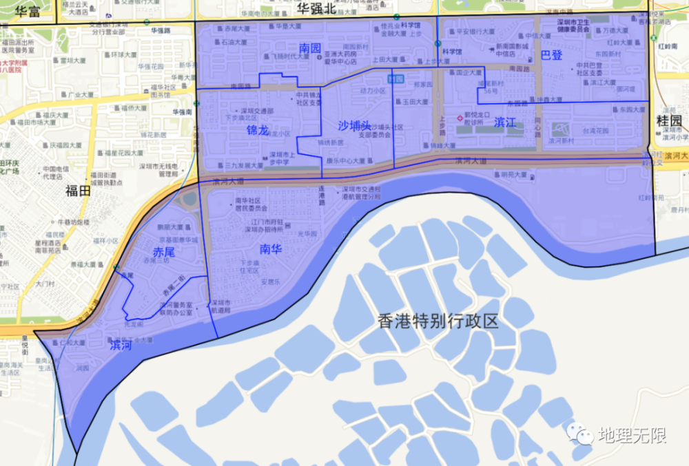 深圳市福田区南园街道8个社区分布地图