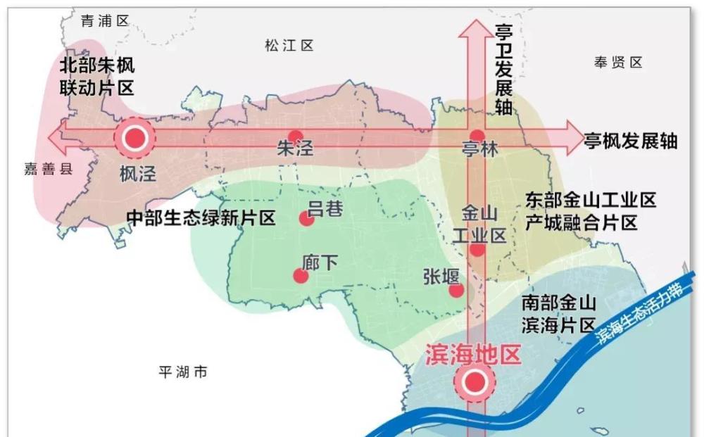 街道:石化街道镇:枫泾镇,朱泾镇,亭林镇,漕泾镇,山阳镇,金山卫镇,张堰