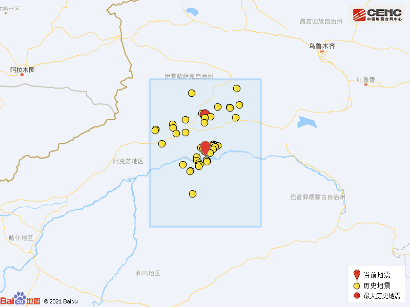 新疆阿克苏地区库车市发生30级地震