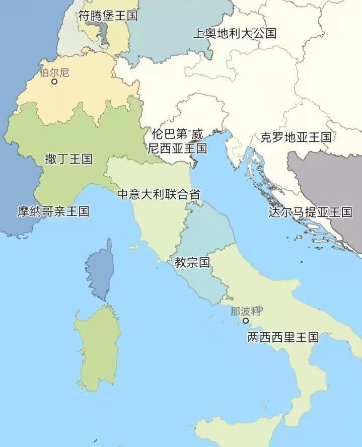 他努力游走于中部各邦国,推它们加入撒丁王国,一起为意大利独立而战