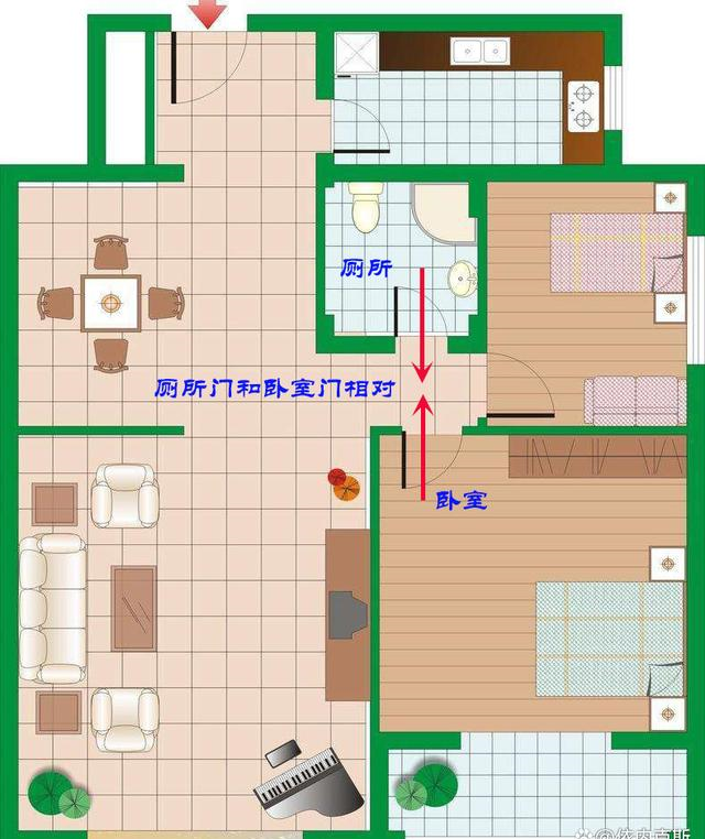 涨知识卫生间对卧室门如何化解