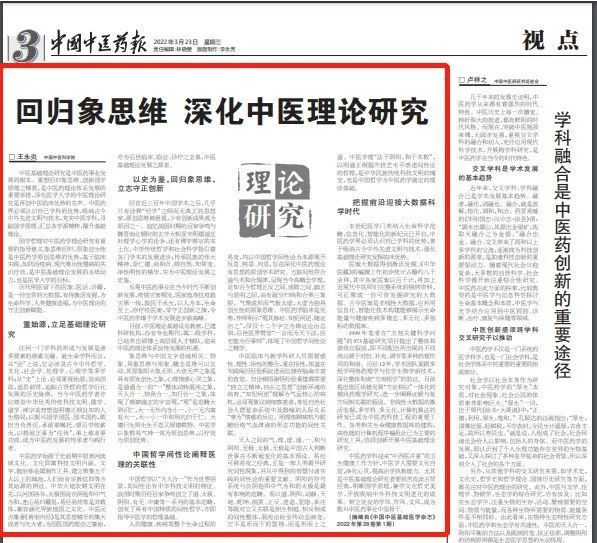 中医文化王永炎回归象思维深化中医理论研究