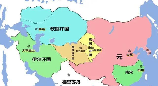 为了便于统治管理,在被征服的土地上建立四大汗国:钦察汗国,察合台汗