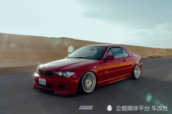 "经典红色"宝马e46改装airbft空气悬挂案例