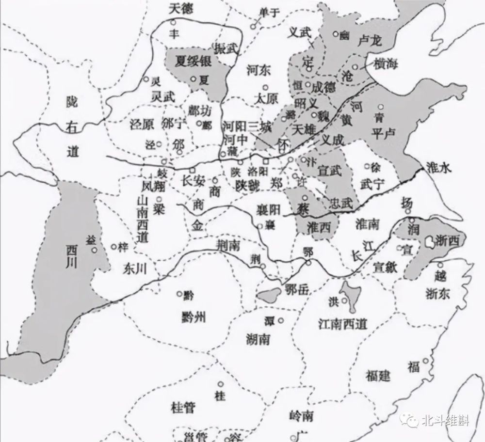 唐朝藩镇割据五代十国到元朝统一之间,都是大分裂时代,有370年(907