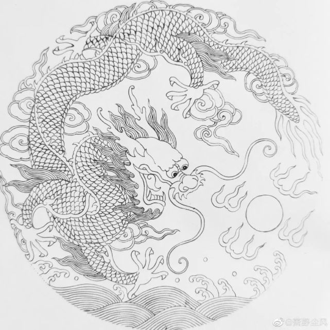 白描盘龙纹