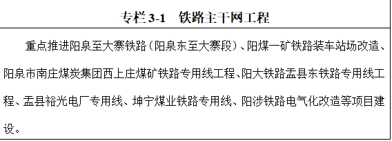 积极推进铁路通道建设,重点构建以朔黄铁路,石太铁路为东西走向,阳涉