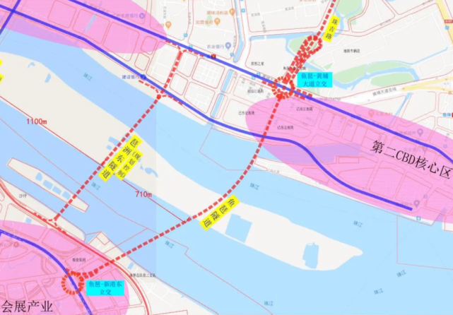 鱼珠(琶鱼)隧道位置示意图西区-麻涌隧道,蟹山西路南延至番禺段,信华