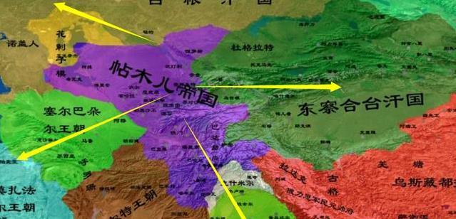 向北是成吉思汗长子术赤后代的封地-金帐汗国(也叫钦察汗国.