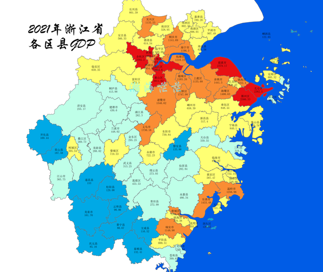 2021年浙江省各区县gdp富裕的浙江省南北也有差距