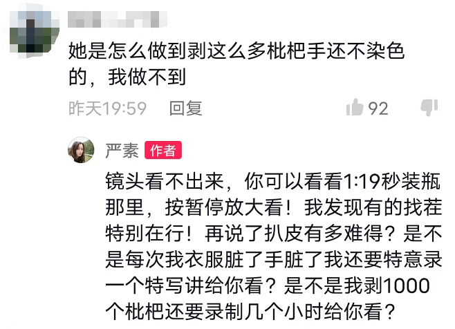 jk厨娘严素做川贝枇杷膏被质疑摆拍本尊回怼找茬真在行